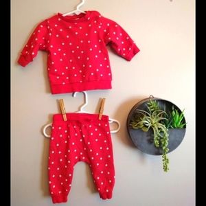 H&M red with white stars sweatshirt/pants set. EUC